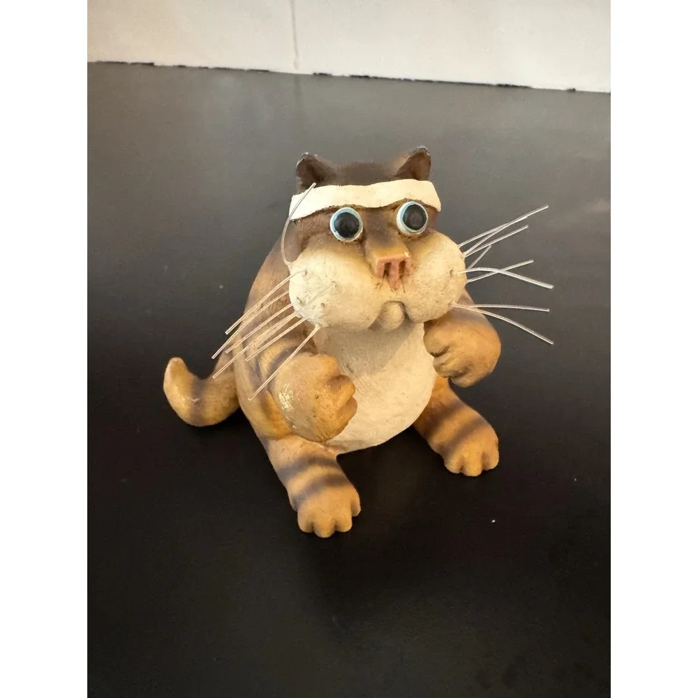 Vintage‎ Orange Tabby  Striped Cat Critters with Headband Exercise Workout Cat